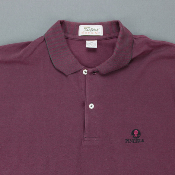 Titleist by Corbin Polo Shirt Mens XL Maroon Pine Isle CC Vintage 80s Golf - Picture 2 of 6